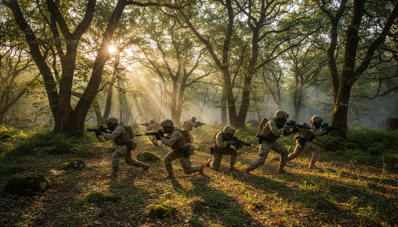 Campo de airsoft woodland exterior